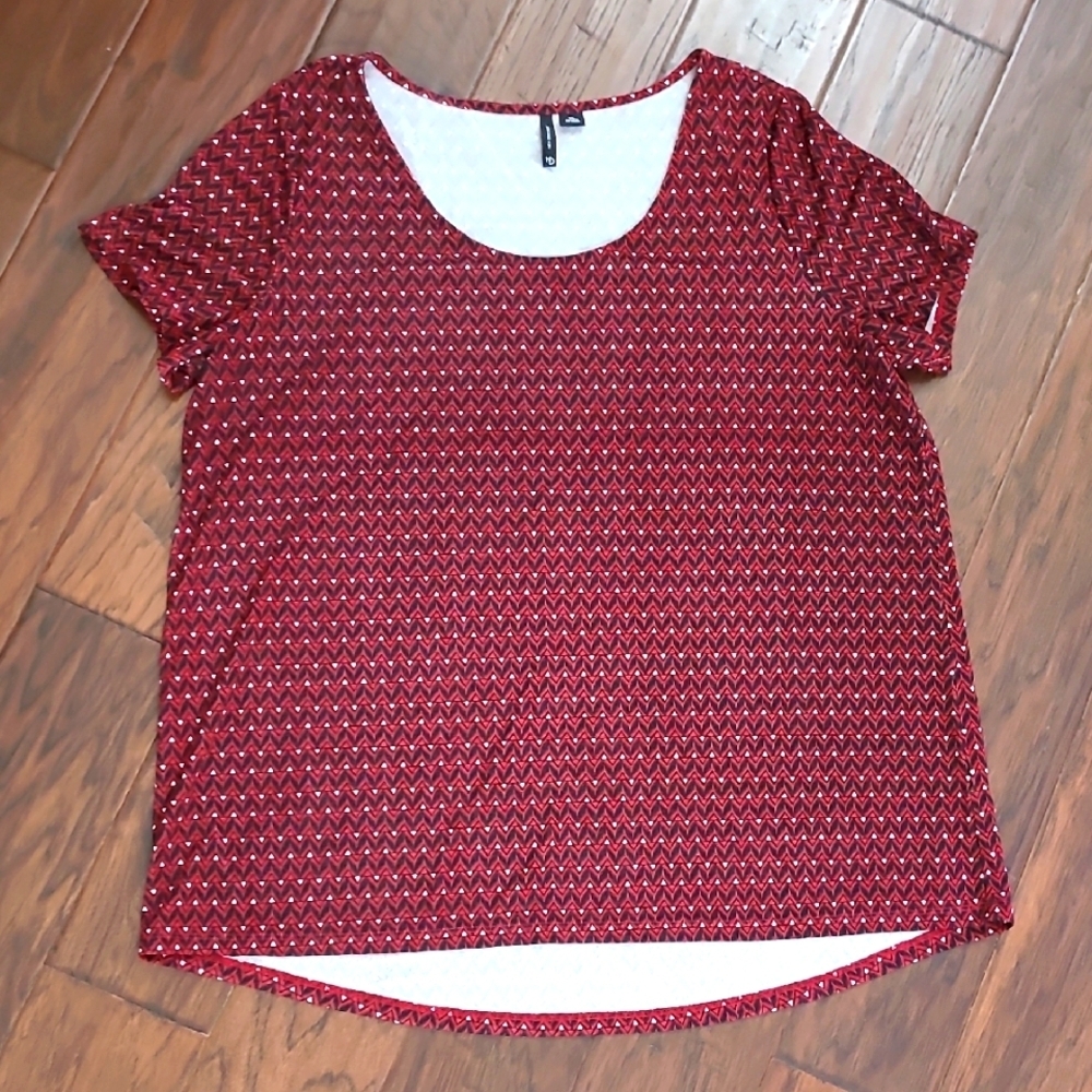 New Directions Red & Black Geometric Short Sleeve Tunic size XL